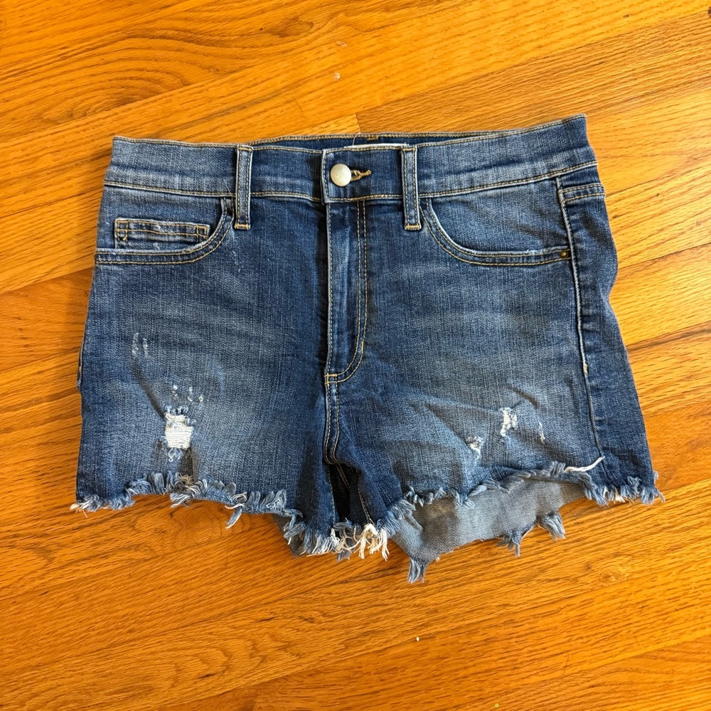 Altar'd State Blue Jean Shorts Distressed Frayed Hem Size Medium